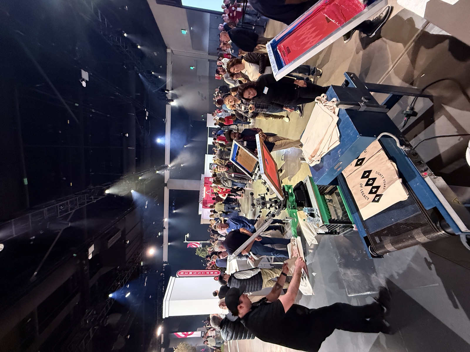 Guests lined up at a live Merch Troop activation for Mobile Merch Printing